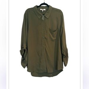 NWT. Casa Cabana Hunter Green Classic Roll Tab Button Down Shirt Size 1X